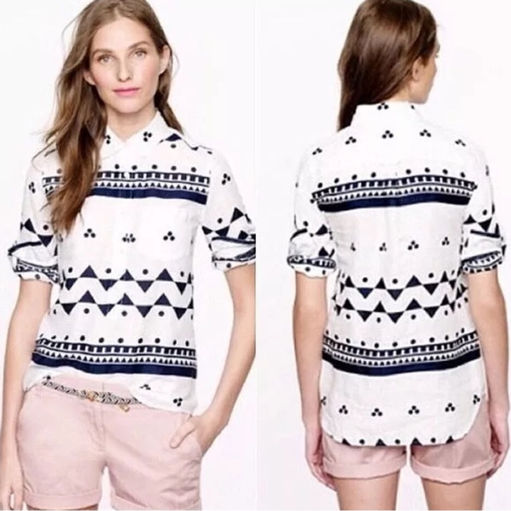 J. Crew linen popover tunic top